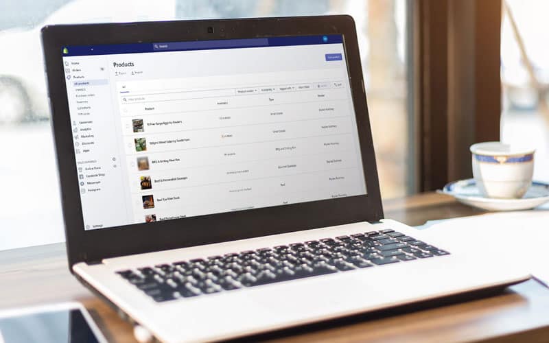 Ecommerce website design showing products being edited in Shopify